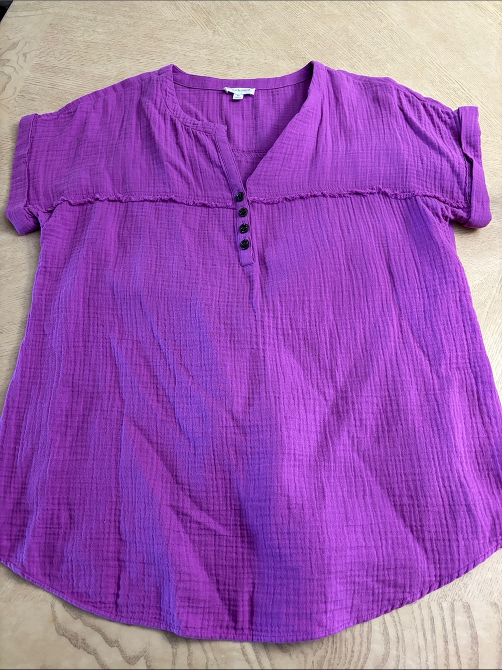 Westbound Purple Textured Short-Sleeve Henley